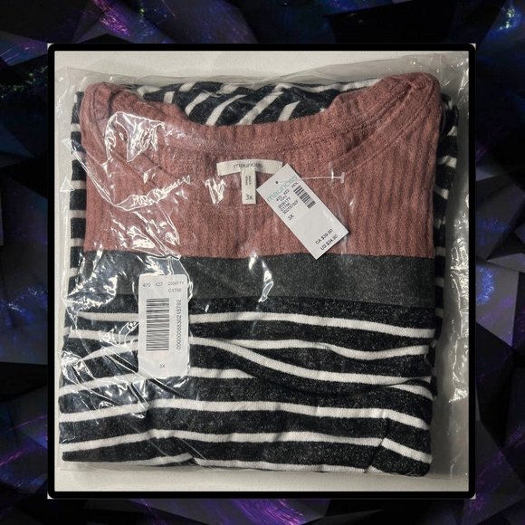 Maurice's Plus Size Striped Colorblock Front Knot Mixer Tee 3X - Picture 6 of 9